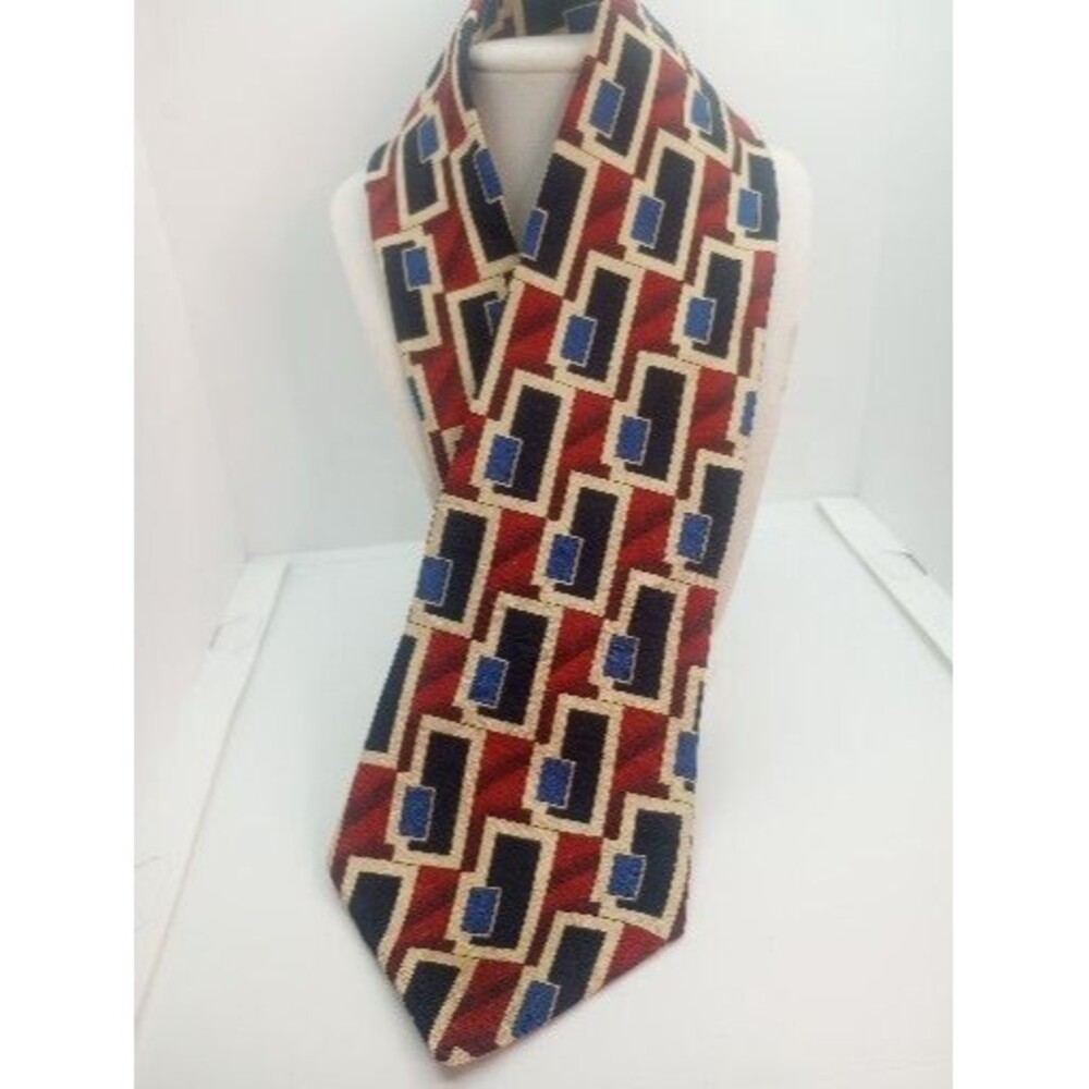 100% Silk Bosa le Collezioni Made in USA Vintage Geometric Executive Party